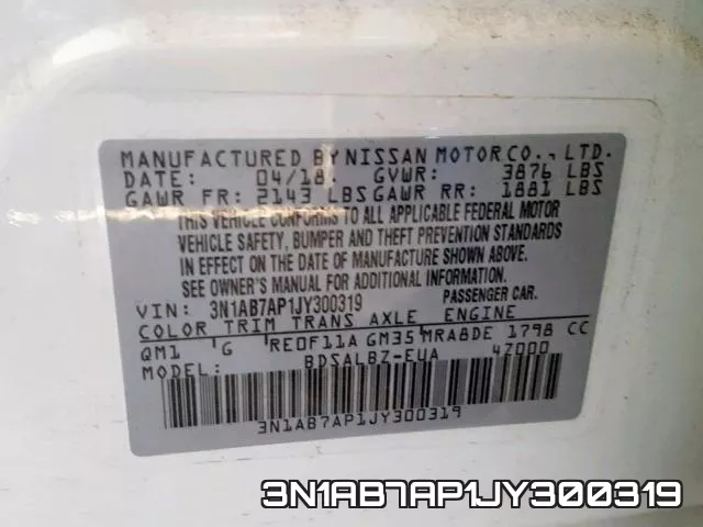 3N1AB7AP1JY300319 фото 2