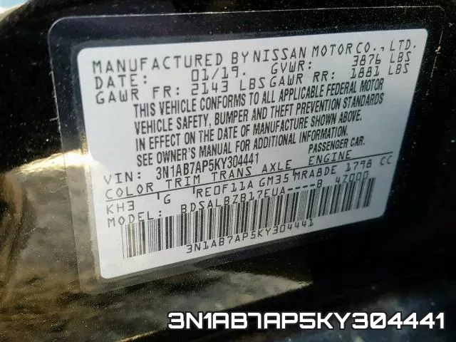 3N1AB7AP5KY304441 фото 2