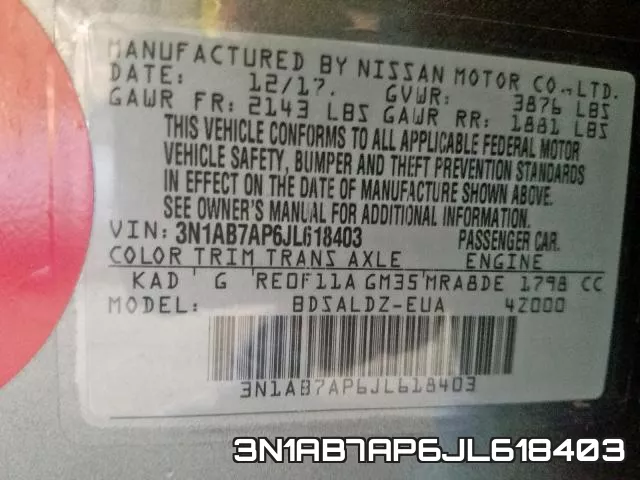 3N1AB7AP6JL618403 фото 2