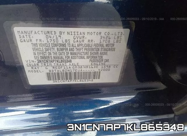 3N1CN7AP7KL865348 фото 10