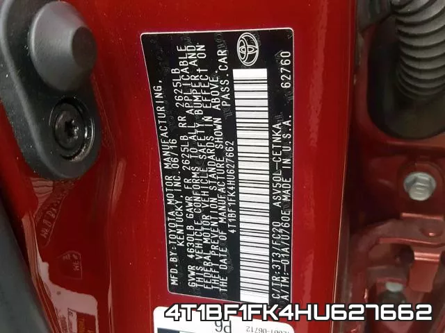 4T1BF1FK4HU627662 фото 2