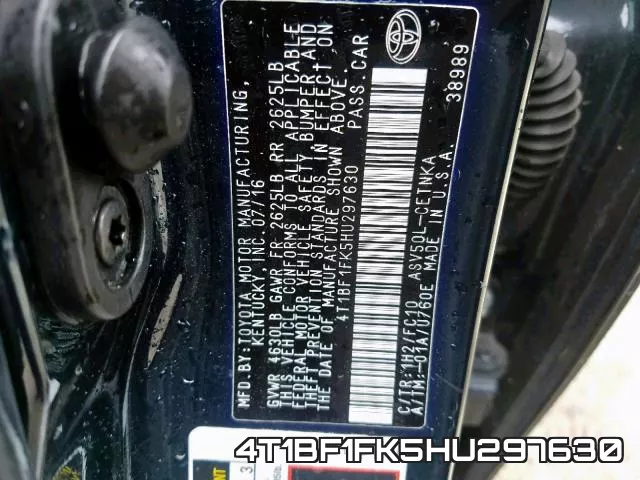 4T1BF1FK5HU297630 фото 2