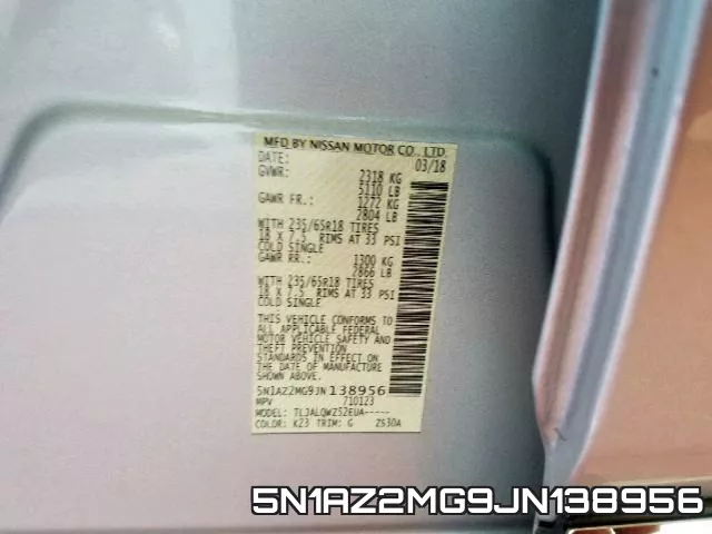 5N1AZ2MG9JN138956 фото 2