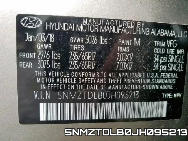 5NMZTDLB0JH095213 фото 2