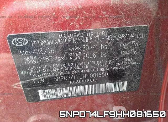 5NPD74LF9HH081650 фото 10