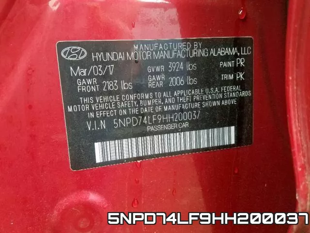 5NPD74LF9HH200037 фото 2