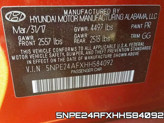 5NPE24AFXHH584092 фото 2