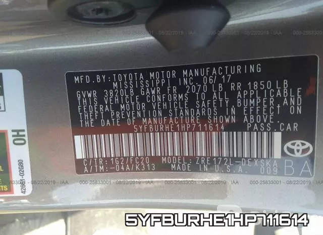 5YFBURHE1HP711614 фото 10