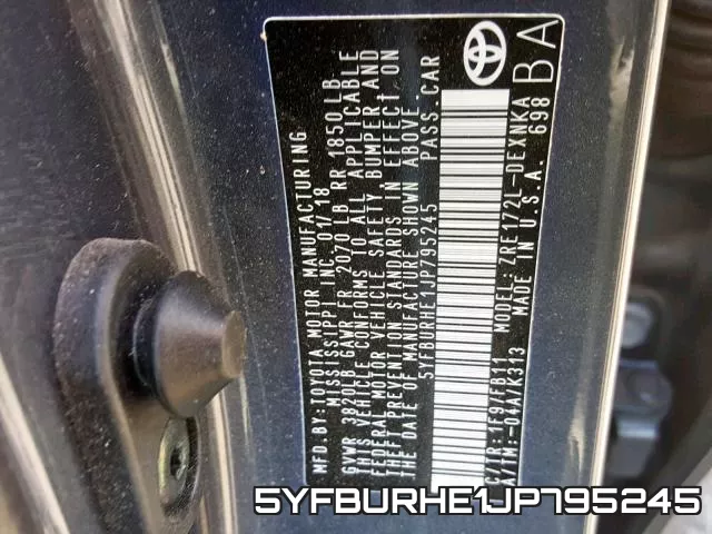 5YFBURHE1JP795245 фото 2