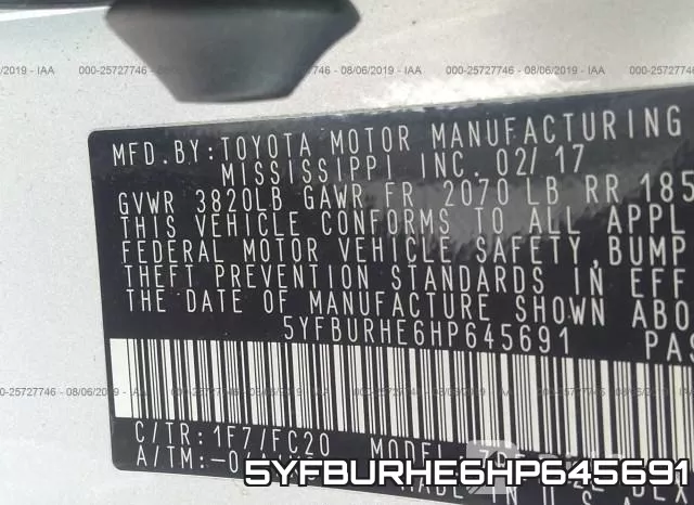 5YFBURHE6HP645691 фото 9