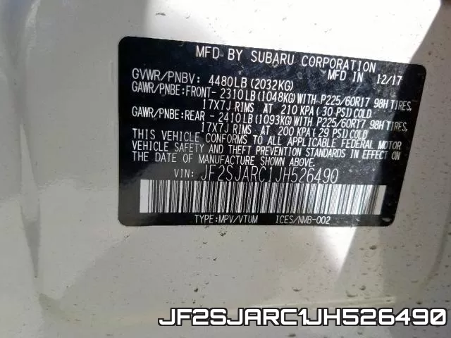 JF2SJARC1JH526490 фото 2