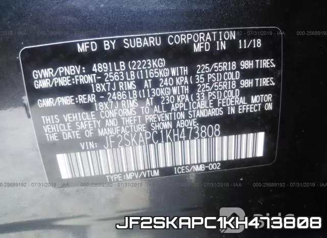 JF2SKAPC1KH473808 фото 10
