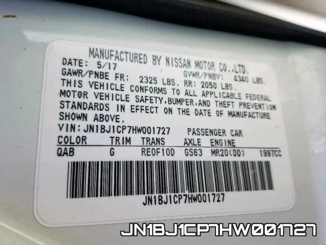 JN1BJ1CP7HW001727 фото 2