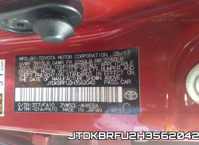 JTDKBRFU2H3562042 фото 10