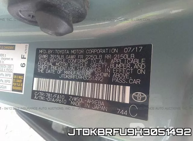 JTDKBRFU9H3051492 фото 10