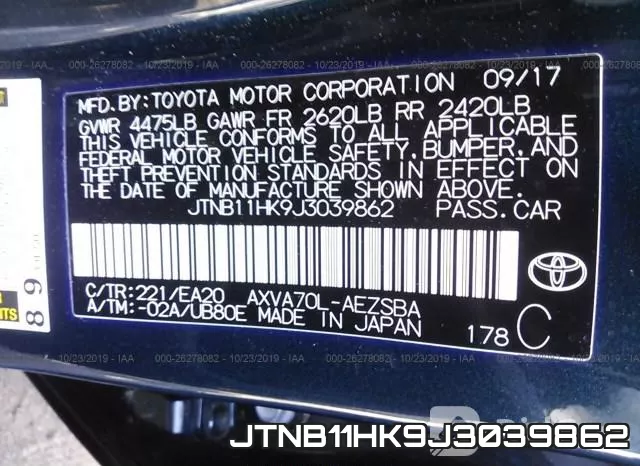 JTNB11HK9J3039862 фото 10