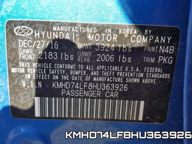 KMHD74LF8HU363926 фото 2