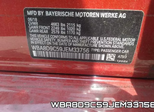 WBA8D9C59JEM33756 фото 10