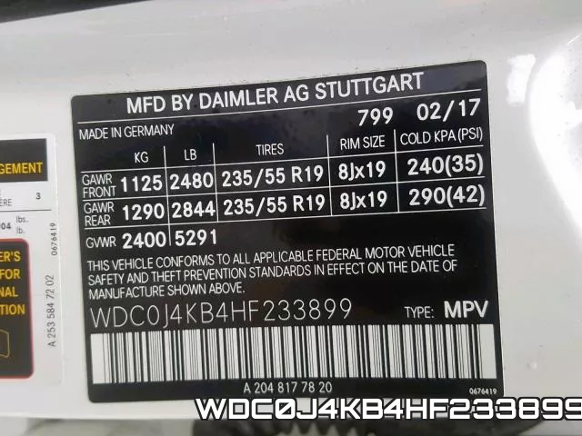 WDC0J4KB4HF233899 фото 2