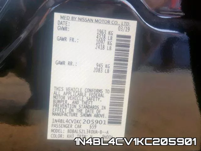 1N4BL4CV1KC205901 фото 2