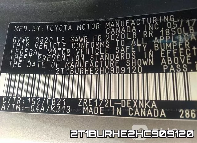 2T1BURHE2HC909120 фото 10