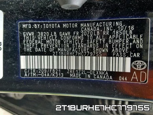 2T1BURHE7HC779755 фото 2