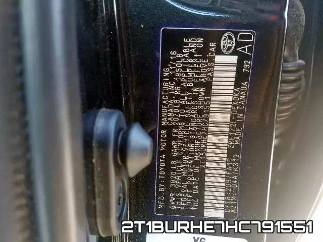 2T1BURHE7HC791551 фото 2