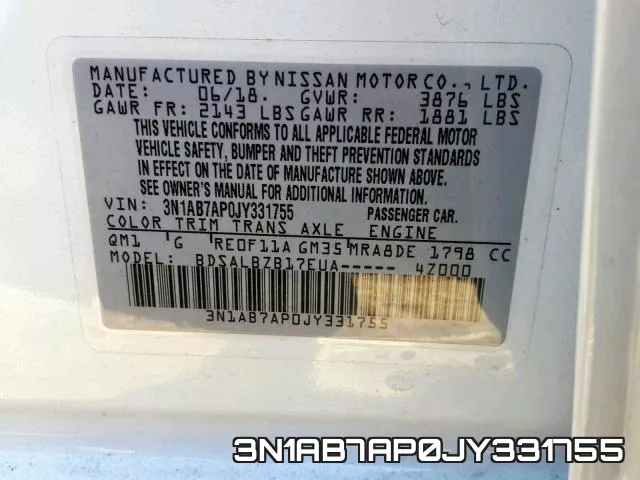 3N1AB7AP0JY331755 фото 2