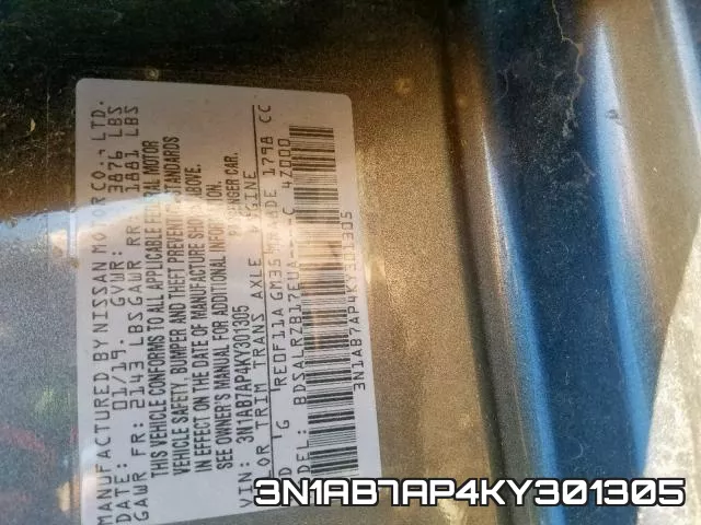 3N1AB7AP4KY301305 фото 2