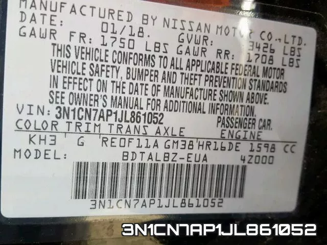 3N1CN7AP1JL861052 фото 2