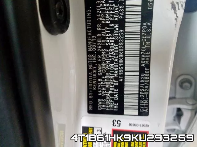 4T1B61HK9KU293259 фото 2