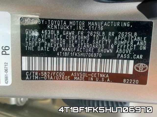 4T1BF1FK5HU706970 фото 2