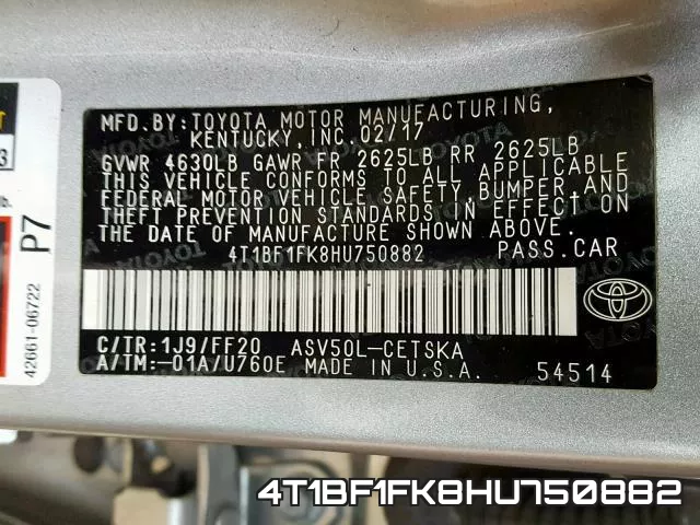 4T1BF1FK8HU750882 фото 2
