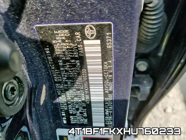 4T1BF1FKXHU760233 фото 2