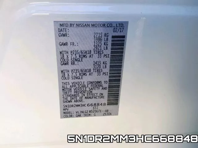 5N1DR2MM3HC668848 фото 2