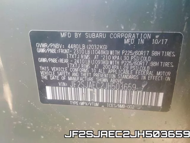 JF2SJAEC2JH503659 фото 2