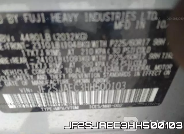JF2SJAEC3HH500103 фото 10