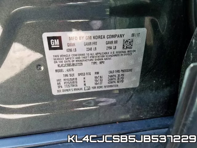 KL4CJCSB5JB537229 фото 2