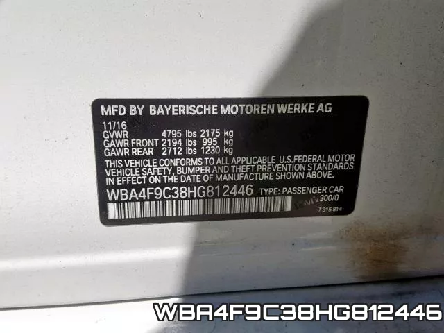 WBA4F9C38HG812446 фото 2