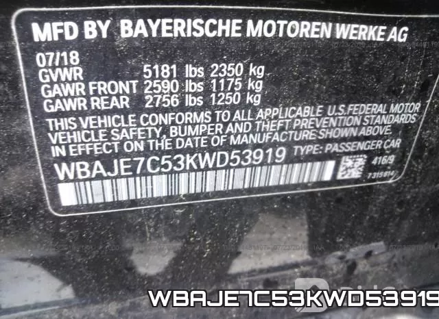 WBAJE7C53KWD53919 фото 10
