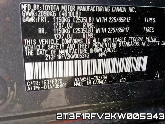 2T3F1RFV2KW005343 фото 2