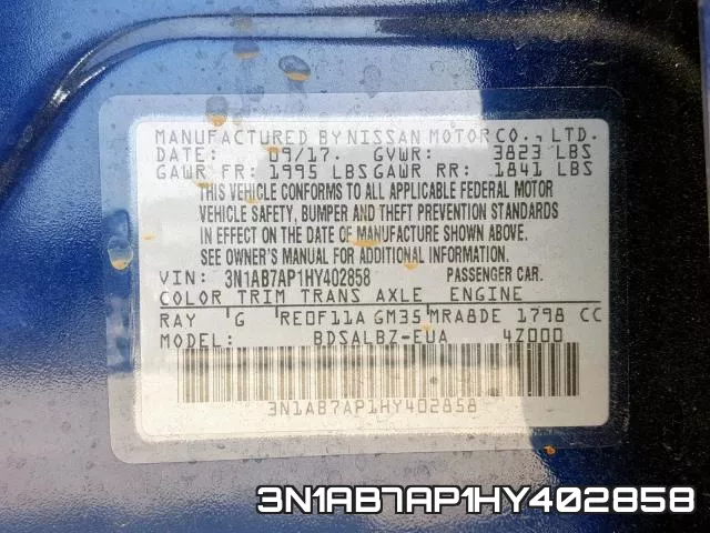 3N1AB7AP1HY402858 фото 2