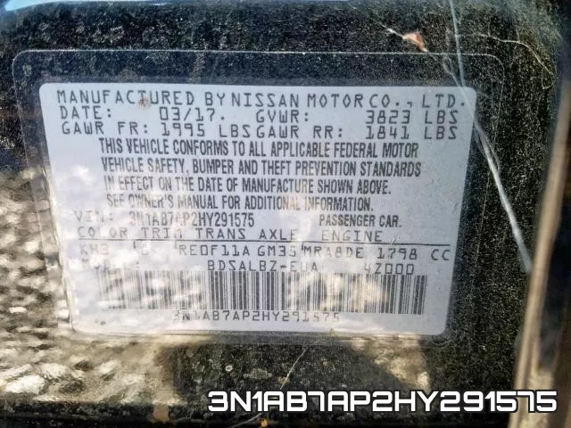 3N1AB7AP2HY291575 фото 2