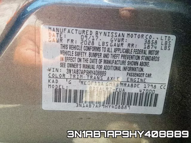 3N1AB7AP9HY408889 фото 2