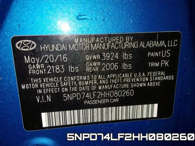 5NPD74LF2HH080260 фото 2