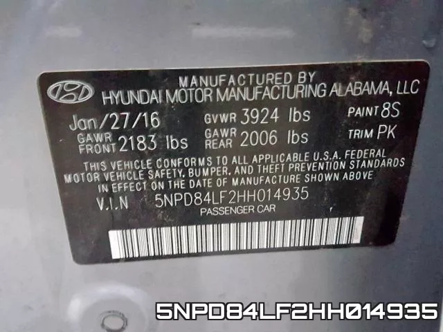 5NPD84LF2HH014935 фото 2