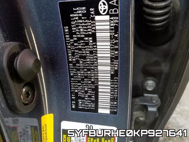 5YFBURHE0KP927641 фото 2