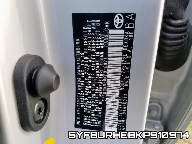 5YFBURHE8KP910974 фото 2