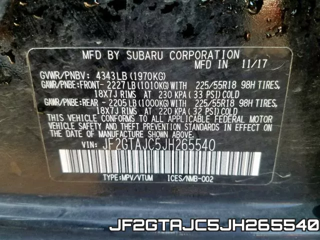 JF2GTAJC5JH265540 фото 2