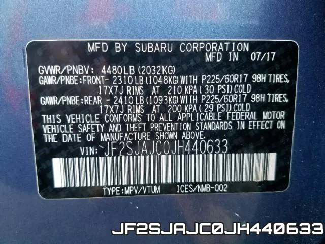 JF2SJAJC0JH440633 фото 2